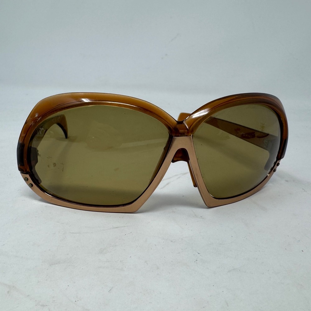 Vtg Cool-Ray 440 Pantomime Sunglasses Oversized Amber Gold 70s Retro Frames Only